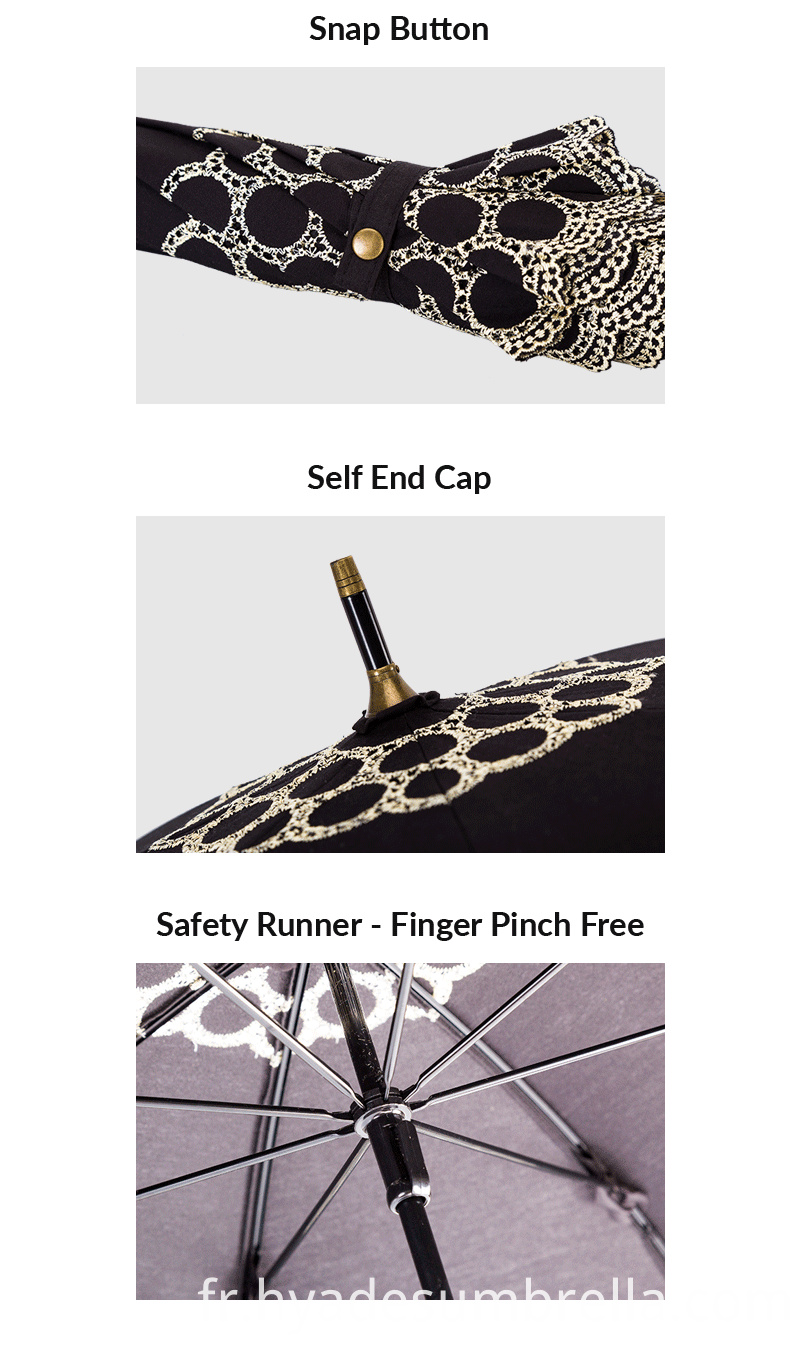 Parasol de mariage couleur noire ouverte parapluie droit Wedding Parasol Black Color Manual Open Straight Umbrella